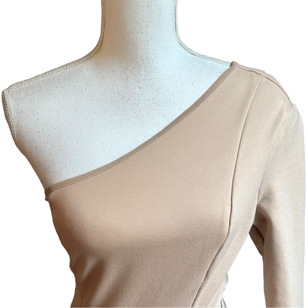 NBD Jackie Mini One Shoulder Cut Out Side Dress Woman SZ Small in Taupe - Picture 3 of 11